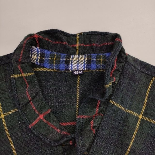 45R/45rpm ジンバネルチェックのフリルカシュクール ブラウス 羽織り 定価46200円 ブラウス シャツ グリーン レディース フォーティーファイブアールピーエム【中古】5-1116T∞ 45R/45rpm ジンバネルチェックのフリルカシュクール ブラウス 羽織り