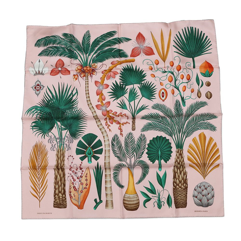 エルメススカーフ カレ90/柄名:ヤシの目録 エルメススカーフ カレ90/柄名:ヤシの目録 - メルカリ