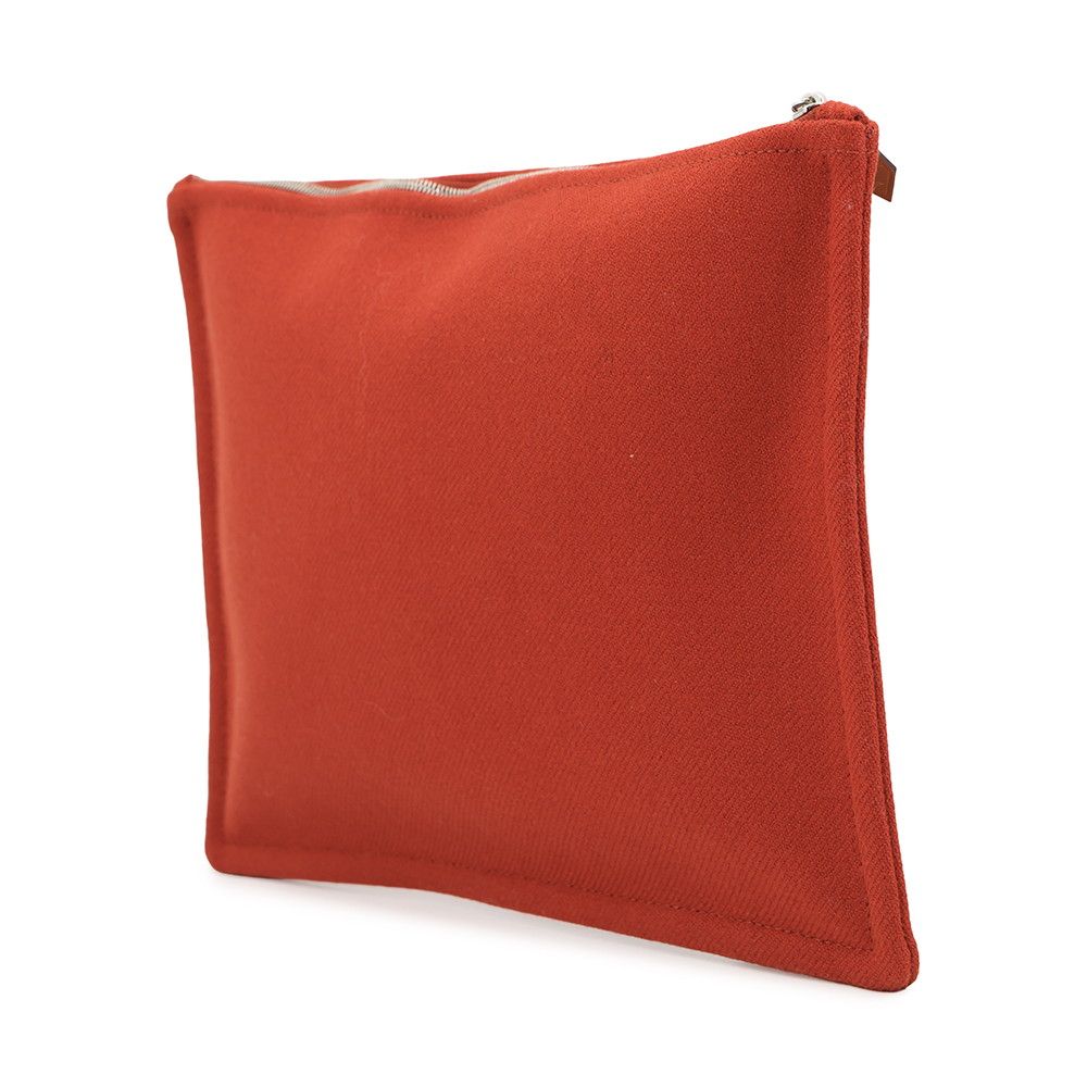 エルメス フラットポーチ HナッテGM トメット/シルバー金具 ウール