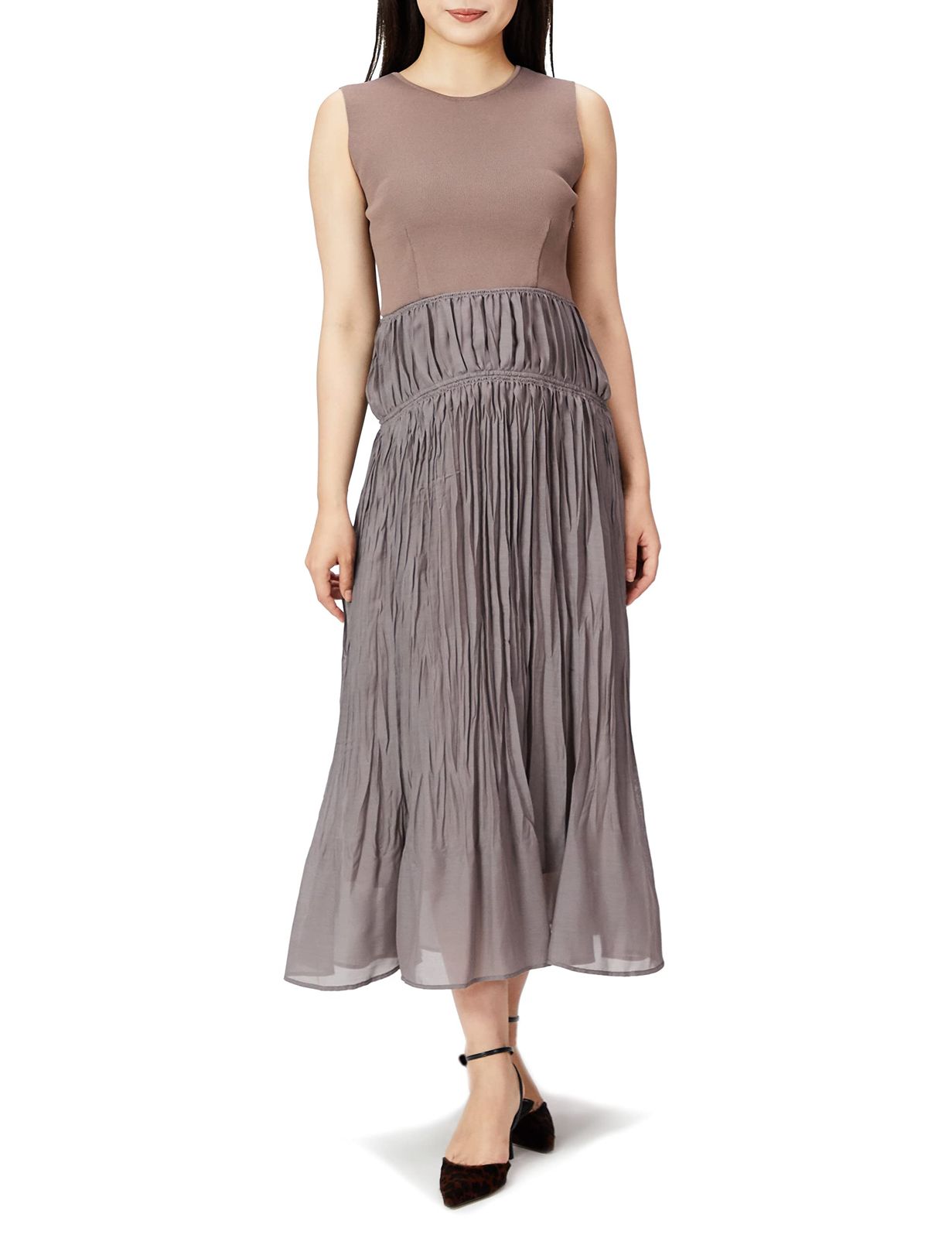 リリーブラウン ウィロープリーツドッキングニットワンピース レディース MOC F