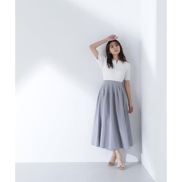 ナチュラルビューティーベーシック カジュアルドレス 先行予約 上旬-中旬入荷予定 ハーフジップニットドッキングワンピース レディース ネイビー