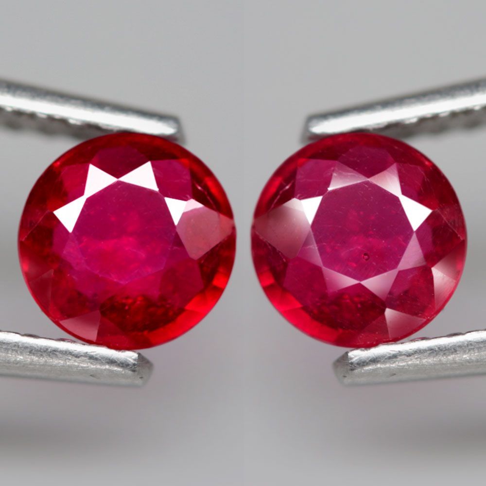 天然ルビールース 2個組 1.21ct:9314】マダガスカル産 Natural Ruby 裸