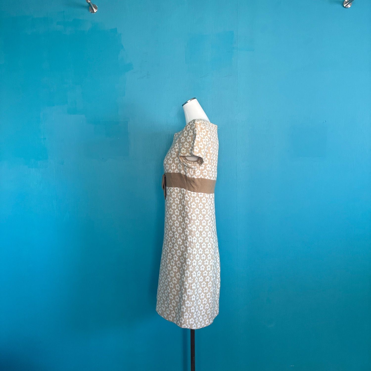 1133 エムズグレイシー ワンピース 花柄 ウール混 リボン 38 Mサイズ