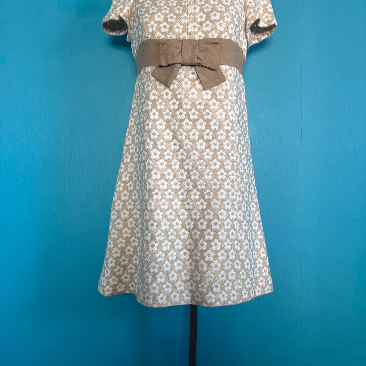 1133 エムズグレイシー ワンピース 花柄 ウール混 リボン 38 Mサイズ