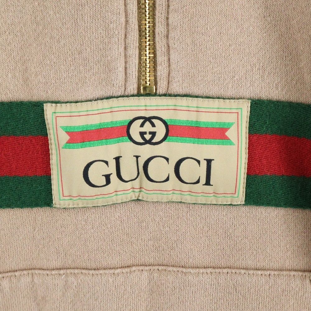 GUCCI (グッチ) ウェブ&GUCCI ラベル付き ハーフジップ プルオーバー