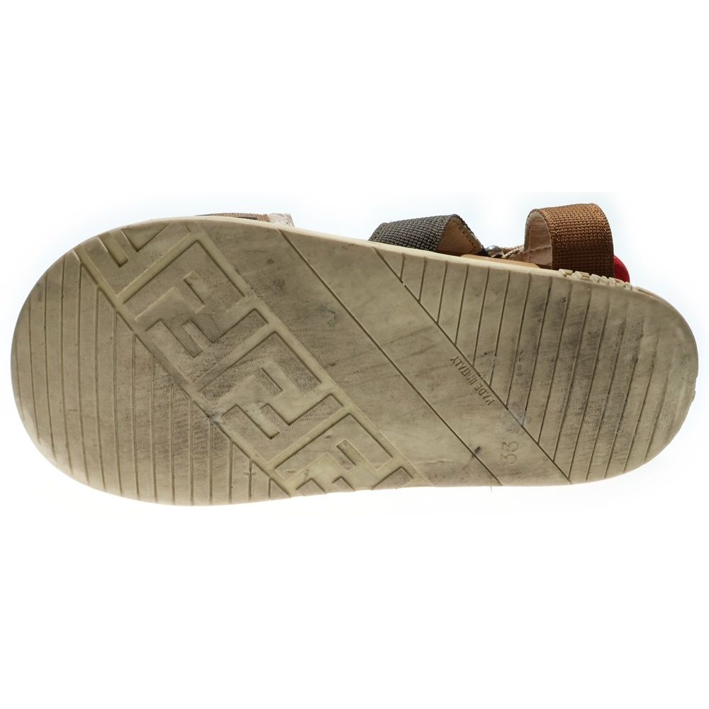 FENDI (フェンディ) ズッカ柄 キャンバス レザー ストラップ フラット