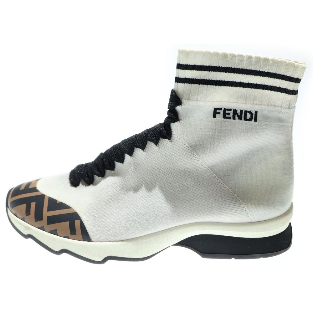 FENDI (フェンディ) ズッカ柄プリント レースアップ ニット ハイカット 