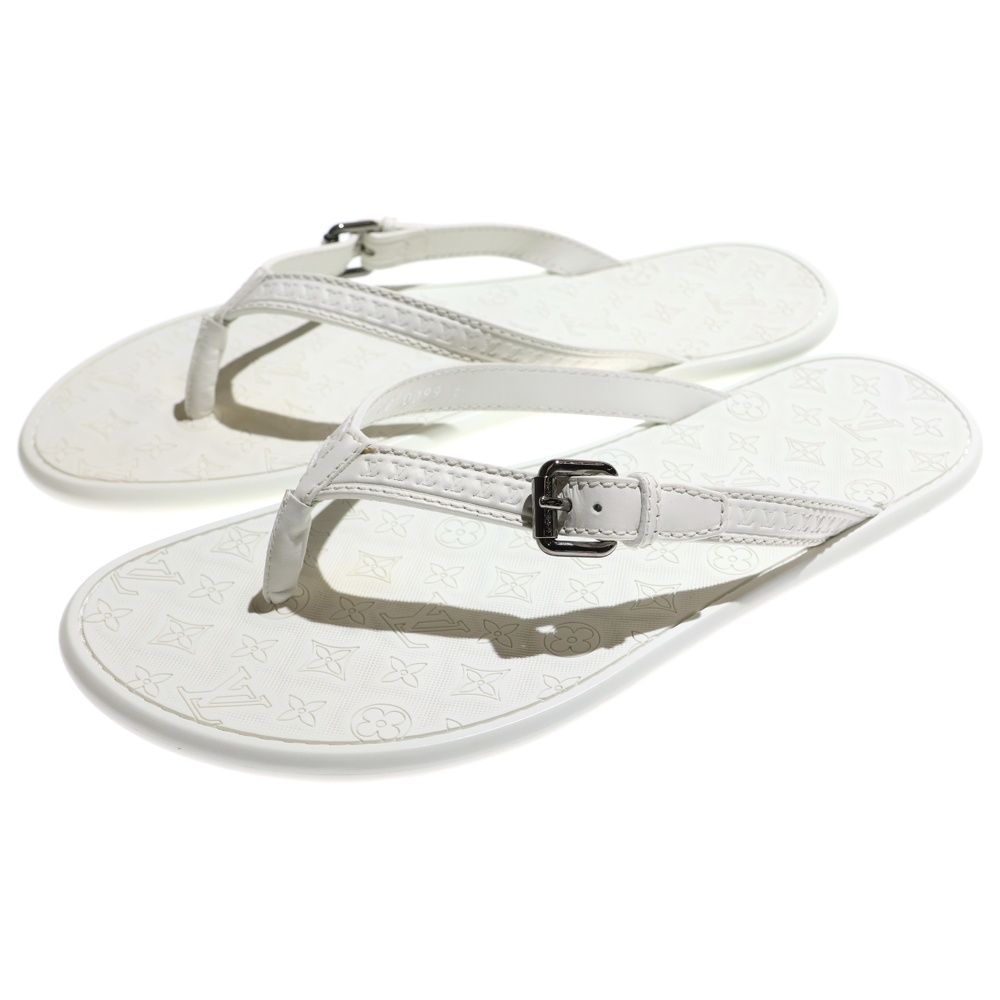 ルイヴィトン　モノグラム　ストラップ フラット サンダル　38 LOUIS VUITTON (ルイヴィトン) モノグラム レザー ラバー ストラップ