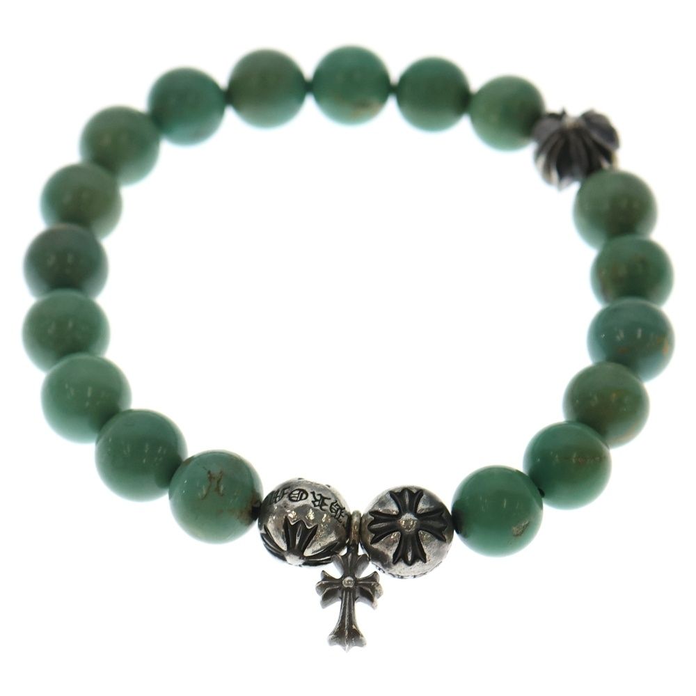 CHROME HEARTS クロムハーツ 10 mm BEAD STACK CH CROSS スタックCHクロス ビーズブレスレット ターコイズ シルバー