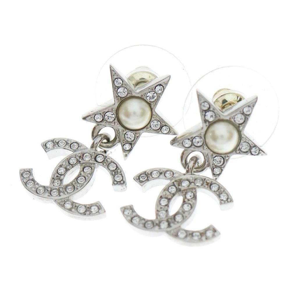 CHANEL (シャネル) ココマーク ラインストーン スターピアス パール