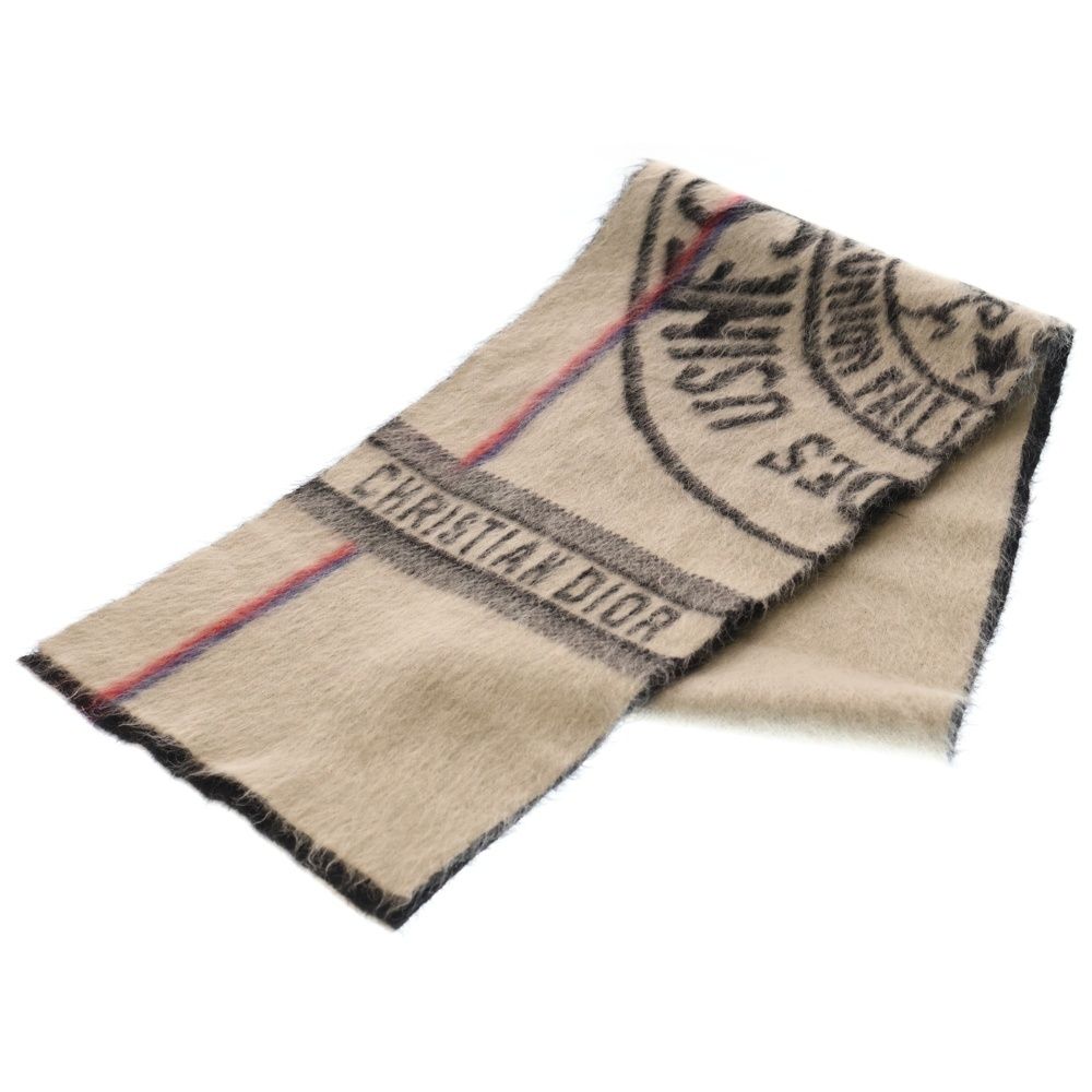 Christian Dior クリスチャンディオール ロゴ モヘア リバーシブル マフラー ホワイト