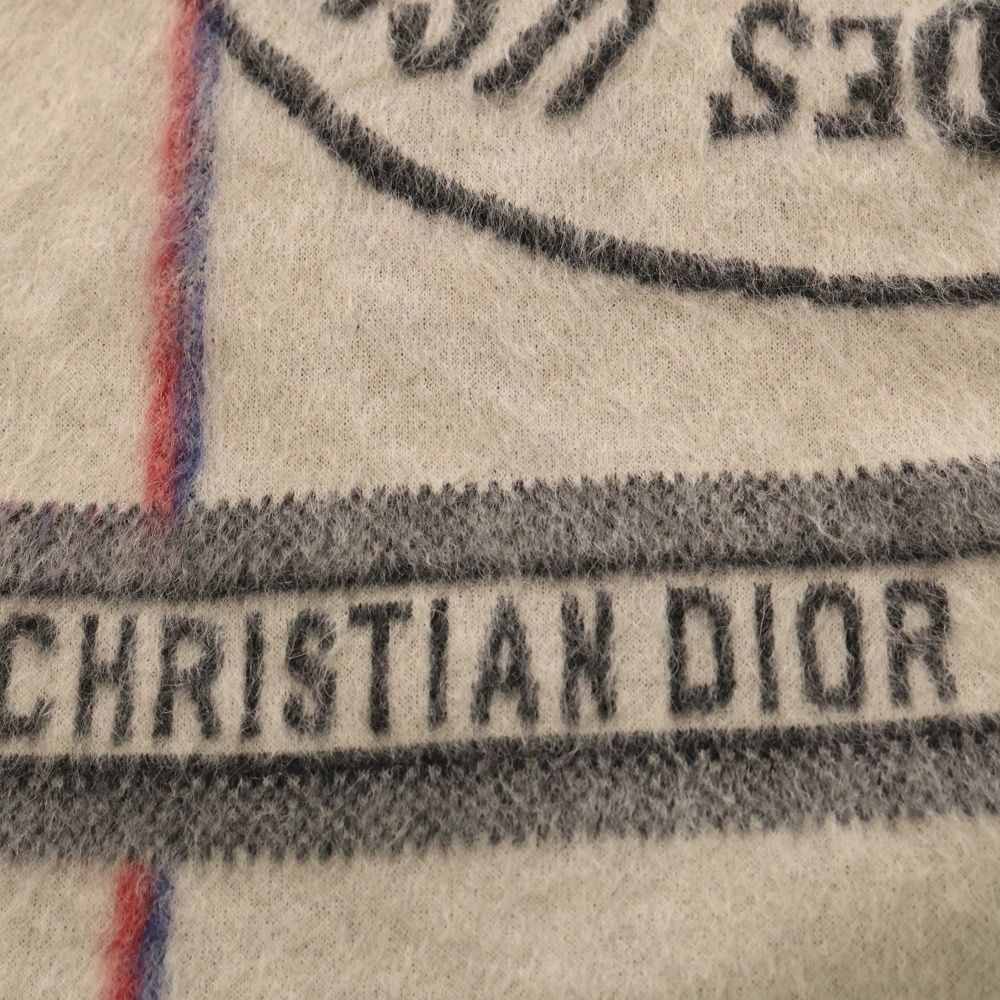 Christian Dior クリスチャンディオール ロゴ モヘア リバーシブル マフラー ホワイト