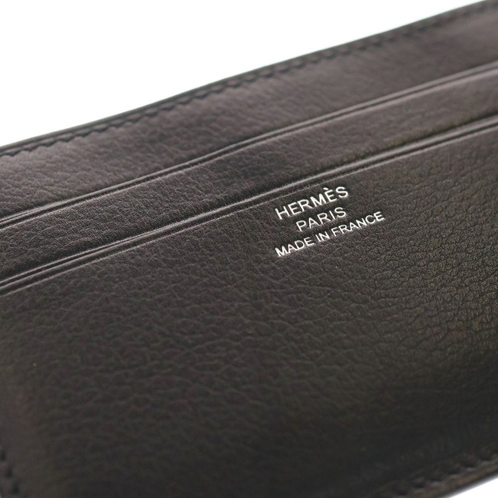 HERMES (エルメス) シチズン ツイル レザーカードケース ブラック B