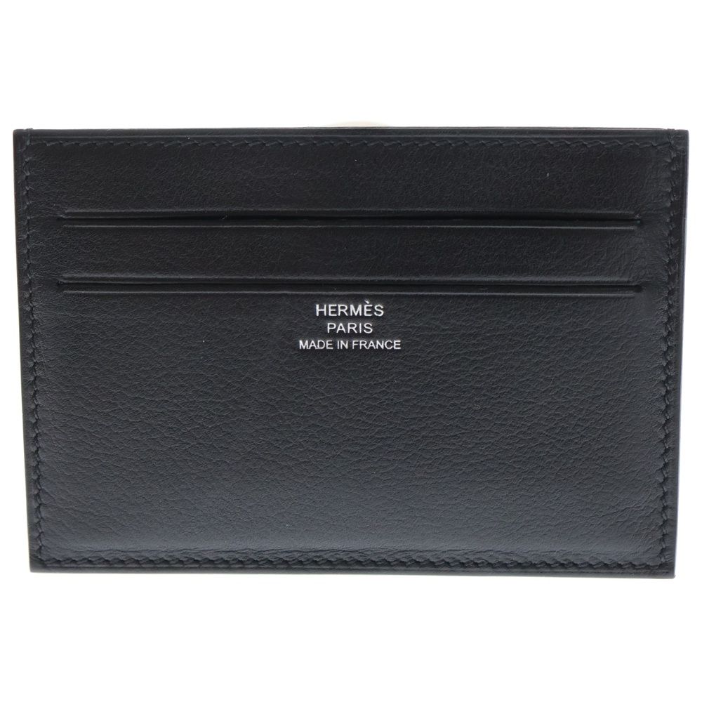 HERMES (エルメス) シチズン ツイル レザーカードケース ブラック B