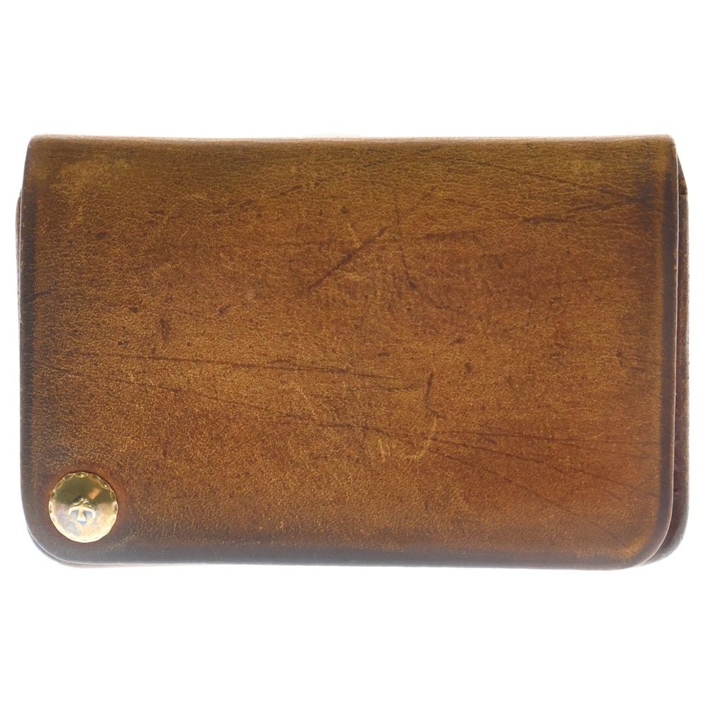 goro s ゴローズ 18 K 金メタル サドルレザー カードケース 名刺入れ ブラウン