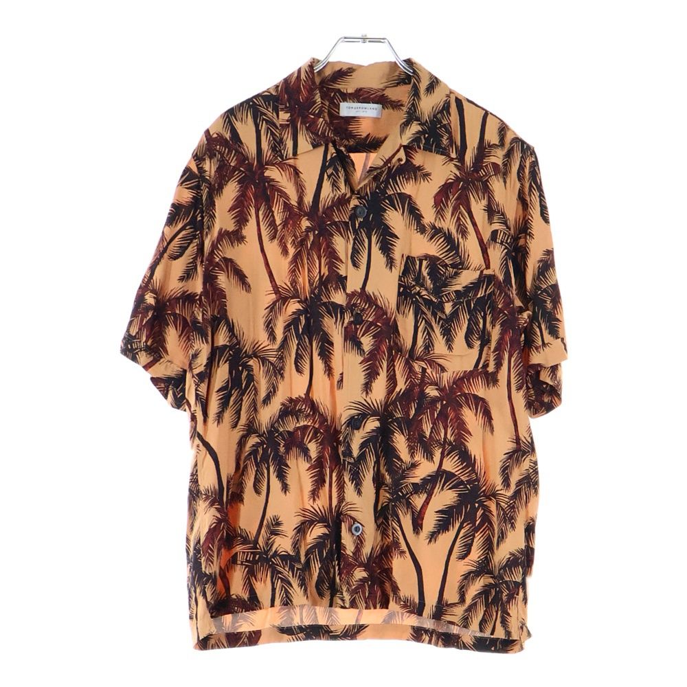 TOMORROWLAND (トゥモローランド) リーフ総柄 半袖胸ポケットシャツ オレンジ DS006