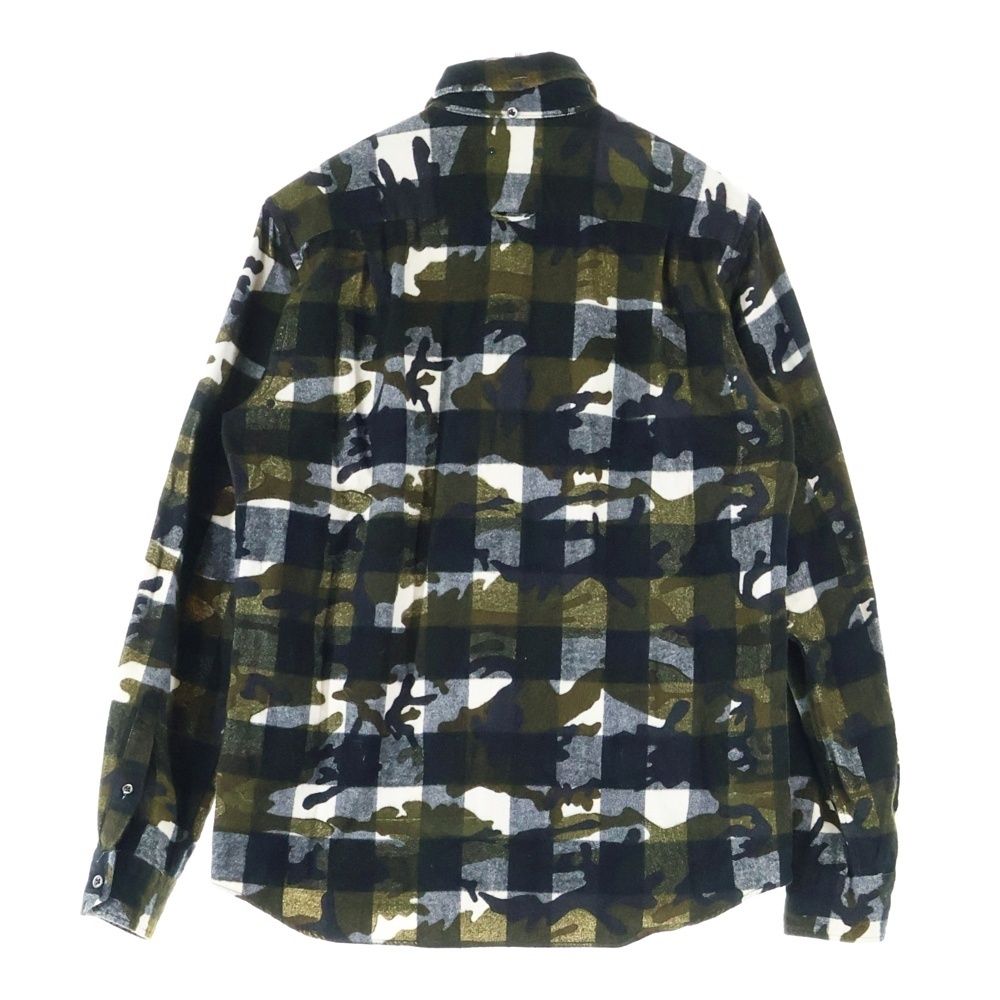 SOPHNET. (ソフネット) Camouflage Over Print Flannel Check L/S B.D