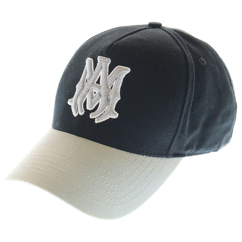 AMIRI アミリ ロゴエンブロイダリー シックスパネル スナップバックキャップ 帽子 ブラック グレー