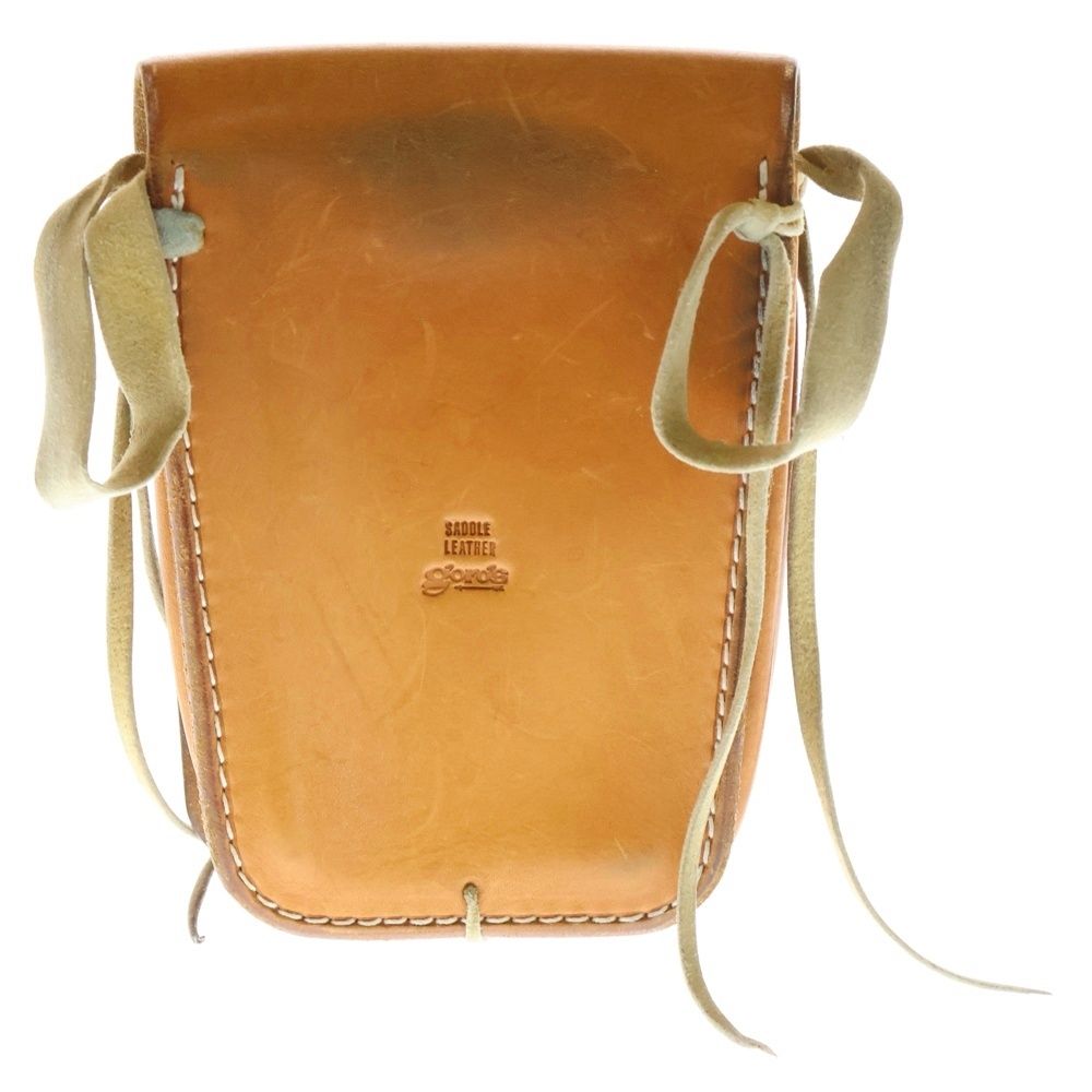 goro s ゴローズ 金縄ターコイズ付きフラワーコンチョカスタム サドルレザー ウエストバッグ ブラウン