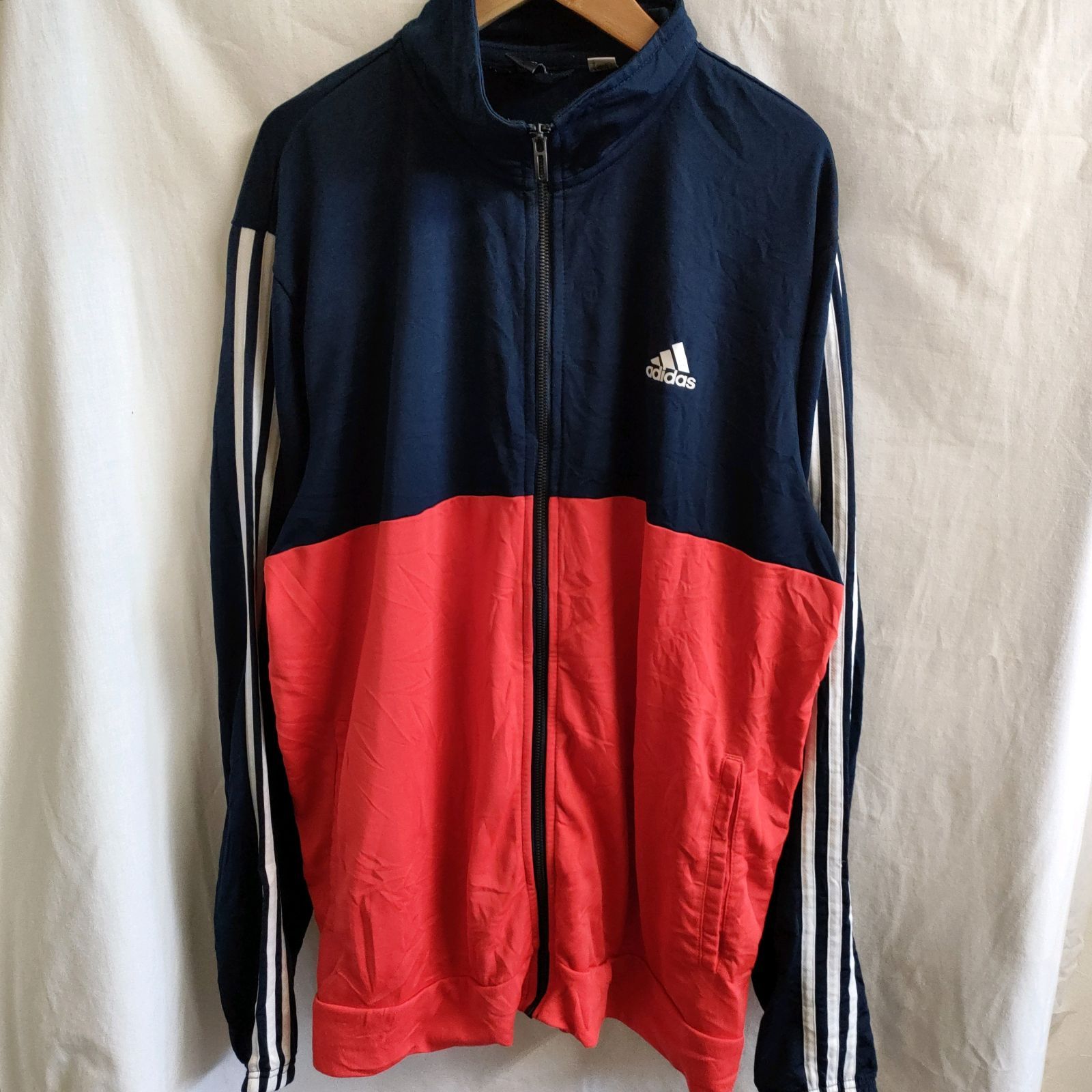 アディダス adidas オレンジ ネイビー 橙色 紺色 ジャージ XLサイズ