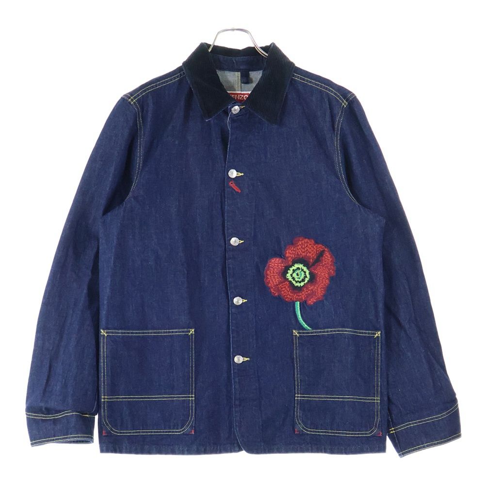 <試着のみ> KENZO 22AW デニムジャケット カバーオール　ケンゾー KENZO (ケンゾー) 22AW WORKWEAR DENIM JACKET フローラル刺繍 ワーク
