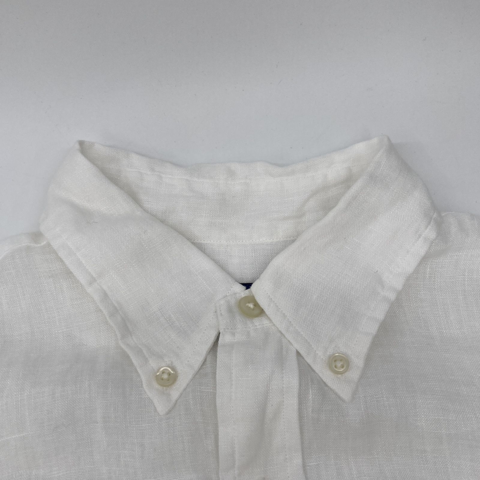 POLO RALPH LAUREN ポロ ラルフローレン ﾎﾜｲﾄ ﾘﾈﾝﾎﾞﾀﾝﾀﾞｳﾝ ｼｬﾂ M