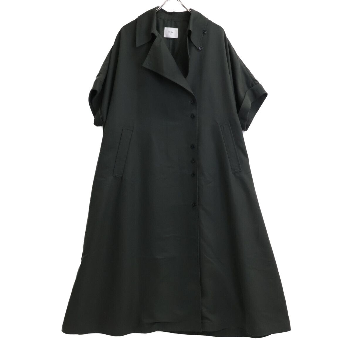 AMERI アメリ 24SS 01410740200 ﾌﾞﾗｯｸ×ｸﾞﾘｰﾝ TRENCH MULTI WAY LONG