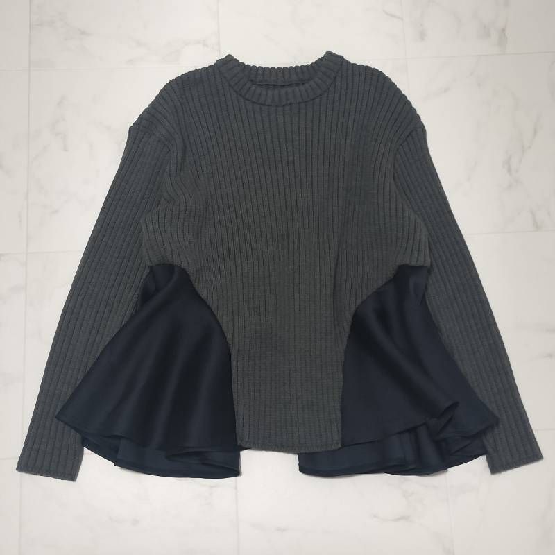 【美品】sono ソーノ ペプラムドッキング ハイネックニット セーター Sono ソーノ ニットペプラム 異素材ドッキング セーター プルオーバー