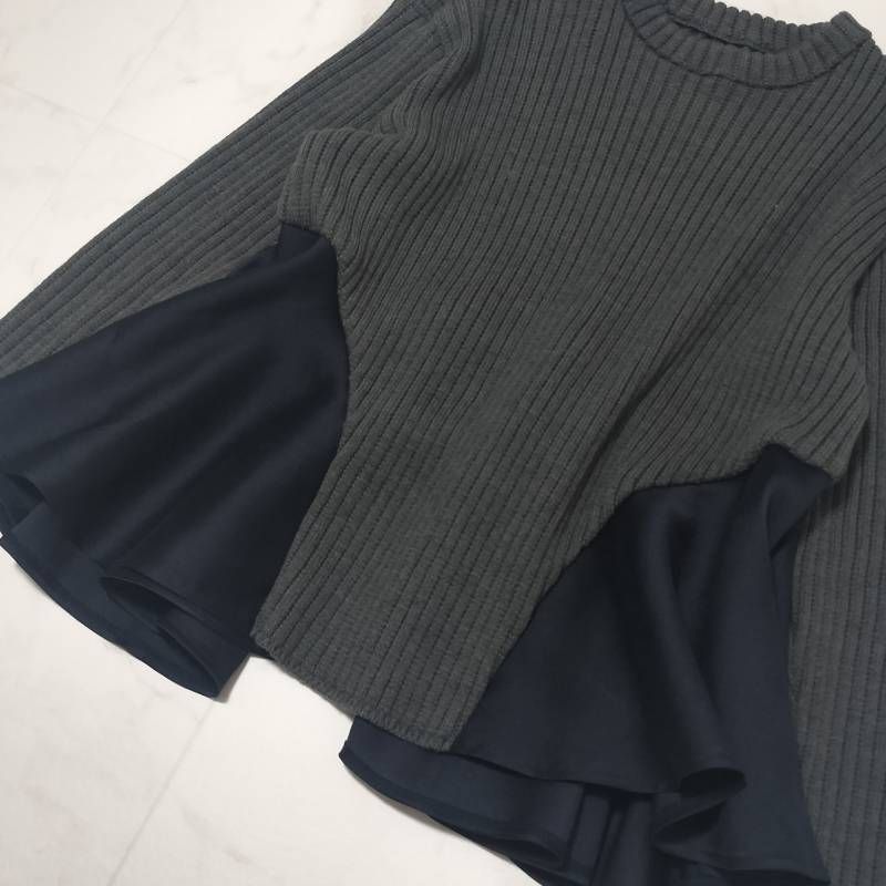 Sono ソーノ ニットペプラム 異素材ドッキング セーター プルオーバー