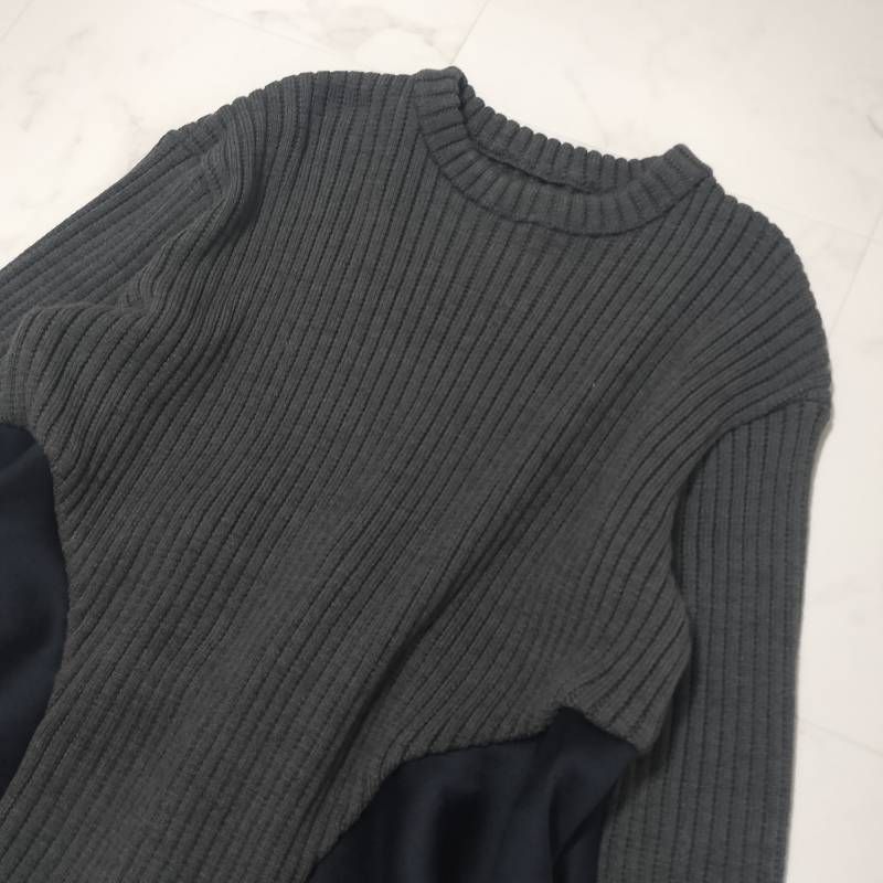 Sono ソーノ ニットペプラム 異素材ドッキング セーター プルオーバー