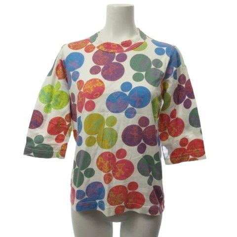 ジュンヤワタナベマン JUNYA MAN Tシャツ カットソー 5分袖 総柄 ホワイト 白