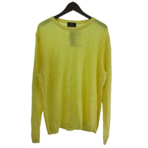 【中古】未使用品 ランバン LANVIN タグ付き サマーニット セーター 麻 リネン 透かし 長袖 イエロー 黄 52  メンズ ランバン LANVIN タグ付き サマーニット セーター 麻 リネン 透かし