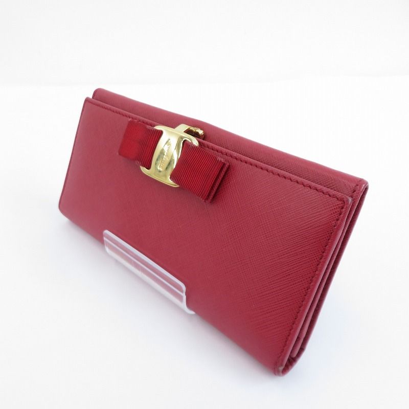 Salvatore Ferragamo サルヴァトーレフェラガモ 長財布 ヴァラリボン 22-A 900 レッド 125