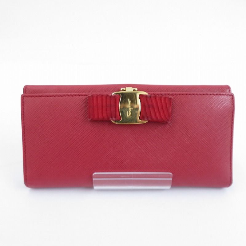 Salvatore Ferragamo サルヴァトーレフェラガモ 長財布 ヴァラリボン 22 A 900 レッド 125