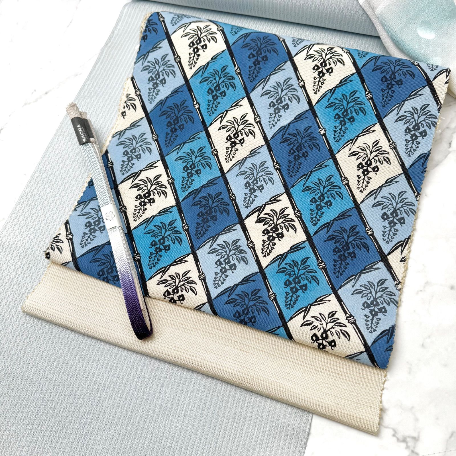 紅型染 九寸 名古屋帯 竹とゴールデンシャワー 知念冬馬 0217