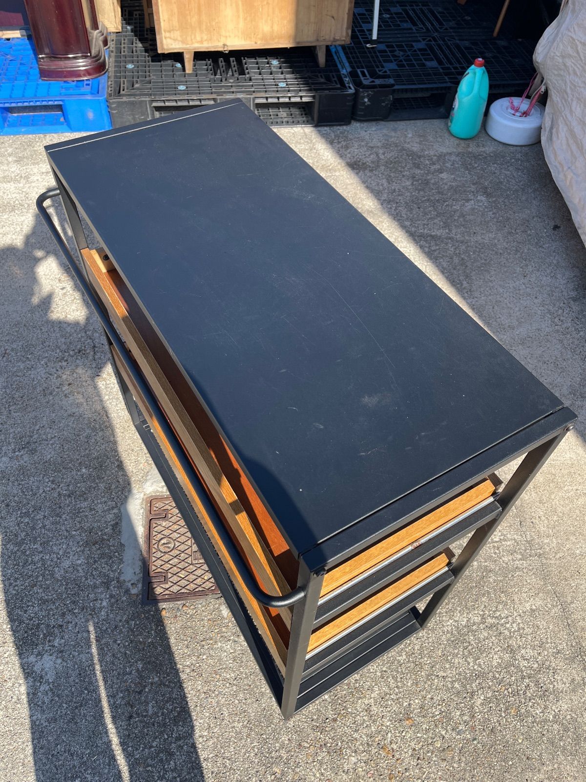 ジャーナル ファニチャーサンクワゴンラック スチールラック 台車 ワゴン 収納家具 おしゃれ シンプル インテリア雑貨 北欧風 キャスター 引出し ウォールナット 木製 シック スタイリッシュ キッチン スチール