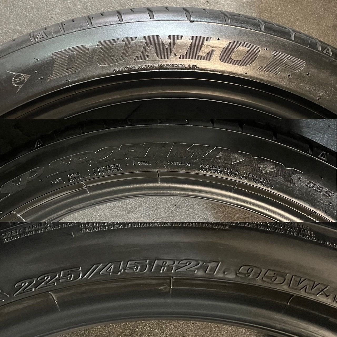  24 23 22年製 約7 2～8 8分山 ダンロップ DUNLOP SP 055 225 45 R 21 4本 h_794 21インチ サマータイヤ ノーマルタイヤ
