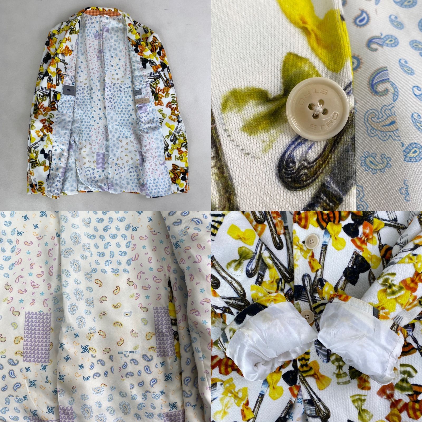 Etro テーラードジャケット 未使用級 王者の風格 エトロ 総柄 シルク