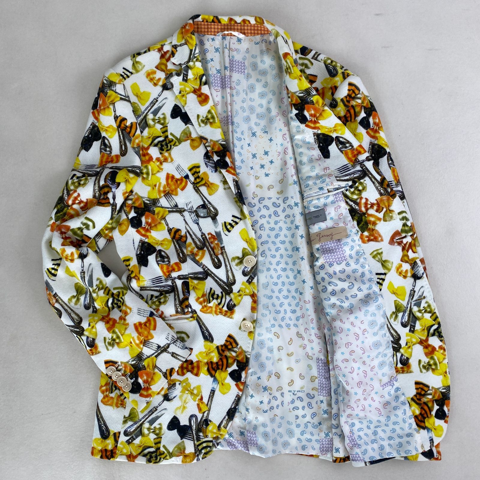 Etro　エトロ　フローラルパターン テーラードジャケット 総柄 54 XL相当 Etro テーラードジャケット 未使用級 王者の風格 エトロ 総柄 シルク