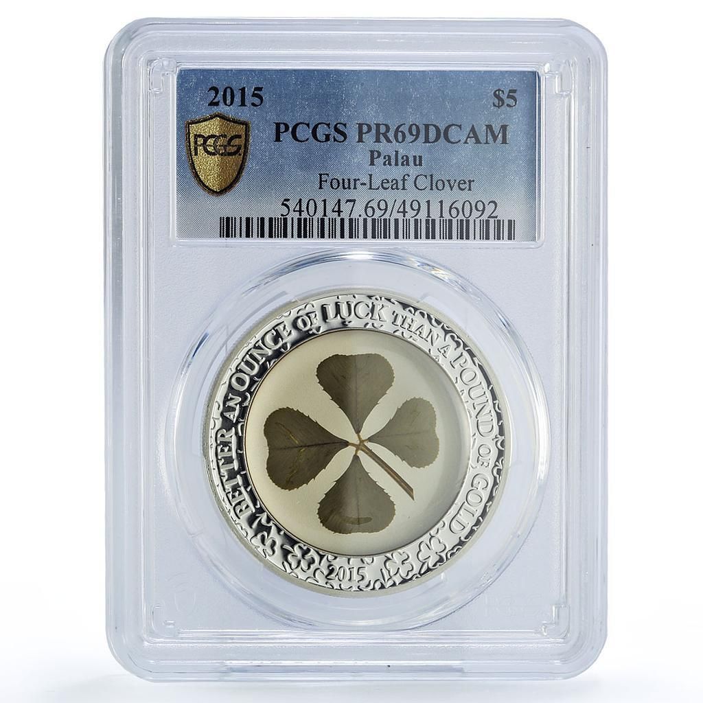 2023 パラオ 四つ葉のクローバー 5ドル 銀貨 PCGS PR70DCAM パラオ 5ドル オンス・オブ・ラッキー 四つ葉のクローバー PR69 PCGS