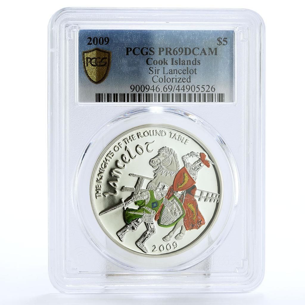 クック諸島 5ドル 騎士団円卓騎士ランスロット PR69 PCGS 銀貨 2009年