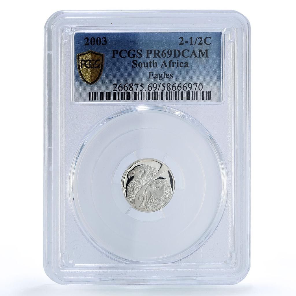 南アフリカ 2.5セント 鷲 鳥 獲物 動物 PR 69 PCGS 銀貨 2003年 - メルカリ