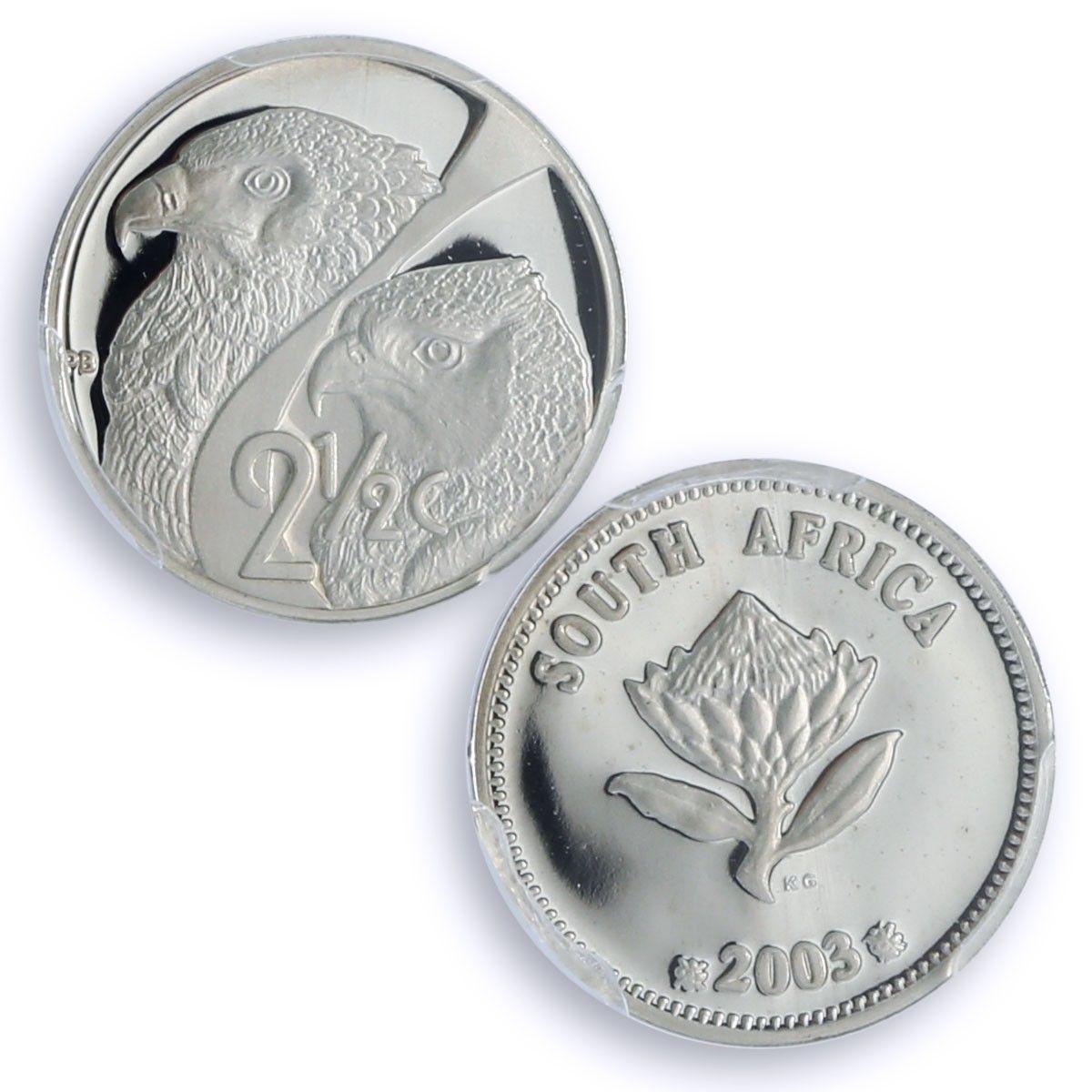 南アフリカ 2 5セント 鷲 鳥 獲物 動物 PR 69 PCGS 銀貨 2003年
