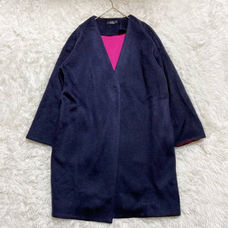 PS Paul Smith ピーエスポールスミス ノーカラーコート バイカラー