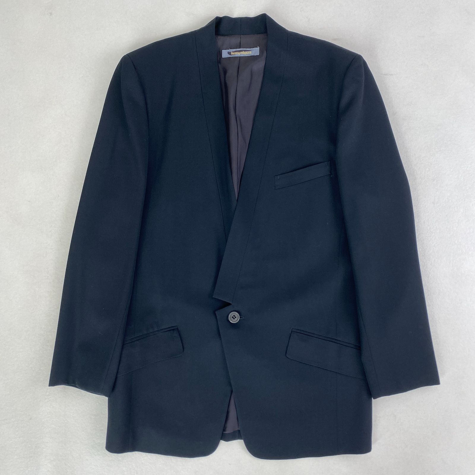 極美品　80s　イッセイミヤケメン　筆タグ期　アーカイブ　ノーカラージャケット ISSEY MIYAKE ジャケット アウター ノーカラージャケット アーカイブ