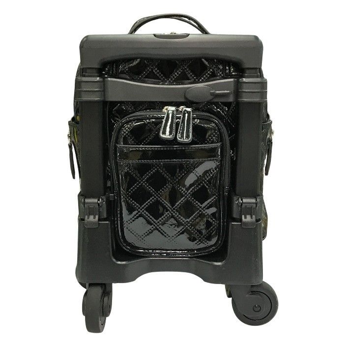 美品 SWANY スワニー　エナメル 小型キャリーケース　黒　送料込　即使用可 SWANY スワニー キャリーバッグ レディース エナメル調 キルティング 4