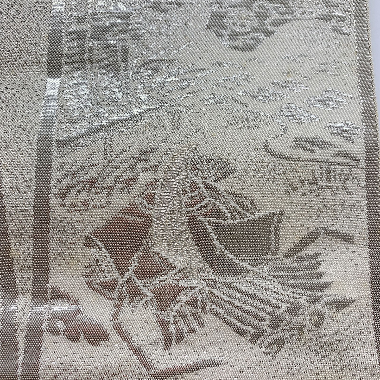 6057］袋帯 色紙源氏物語 銀彩 シルバー 六通 正絹 着物 フォーマル