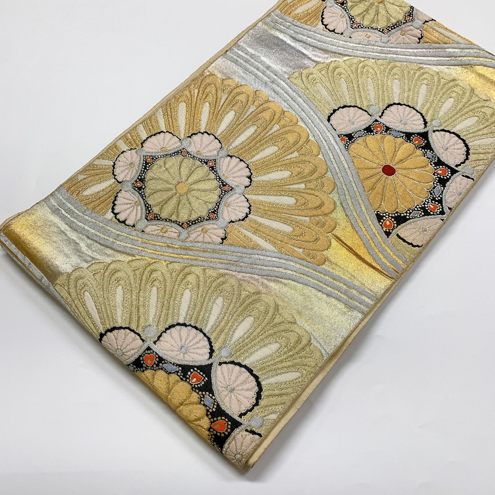 6059］袋帯 菊花文様 金銀彩 六通 正絹 着物 フォーマル - メルカリ