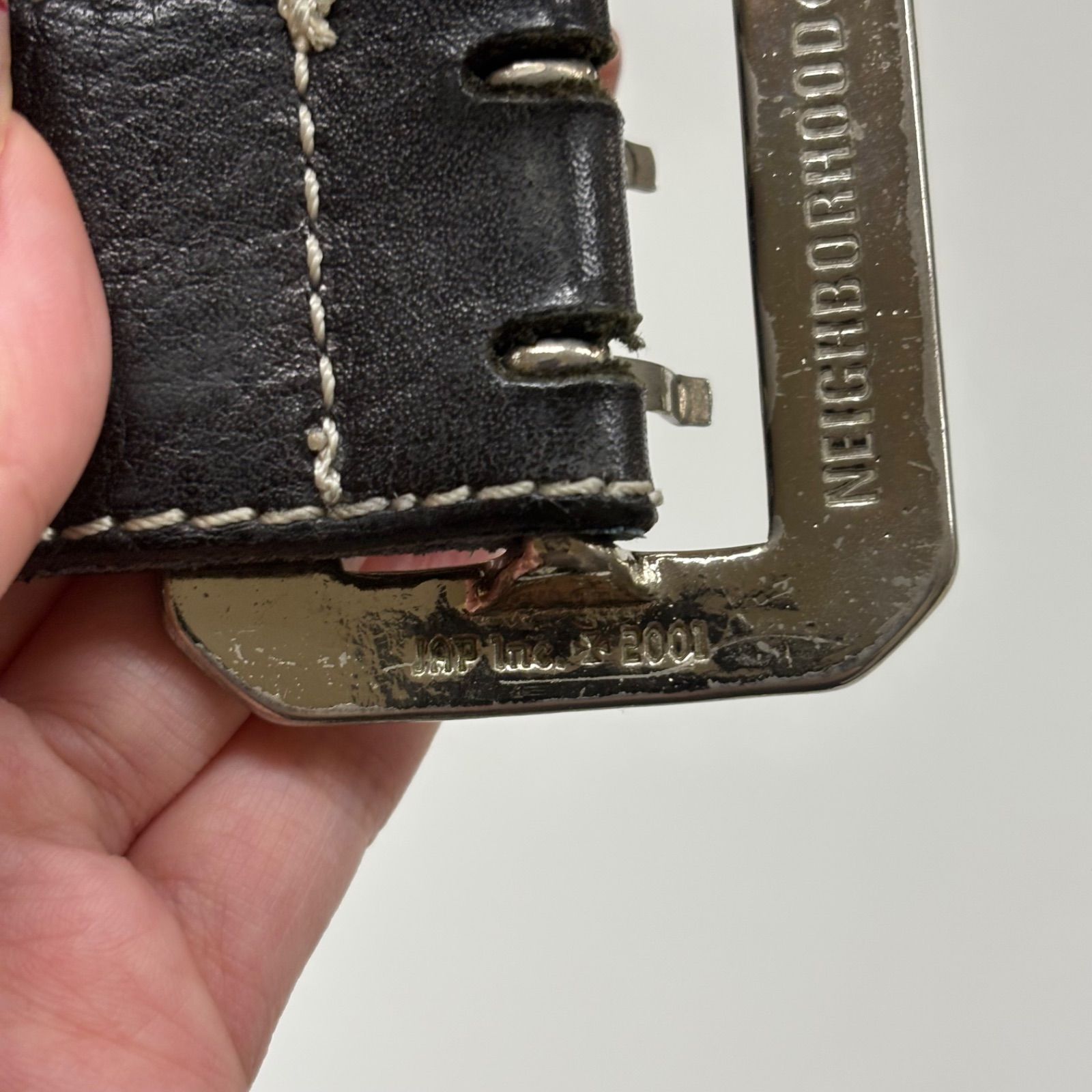 ◎ NEIGHBORHOOD スタッズ ベルト／ネイバーフッド／レザー／ブラック