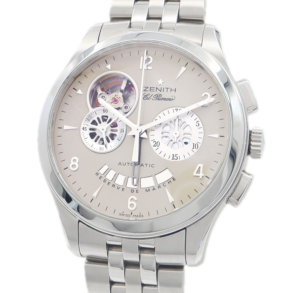  ZENITH ゼニス エルプリメロ 03 0510 4021 クロノグラフ パワーリザーブ 50 m防水 グレー SS ステンレス メンズ 自動巻き 6ヶ月保証 腕時計 自動巻き時計 腕時計(アナログ)